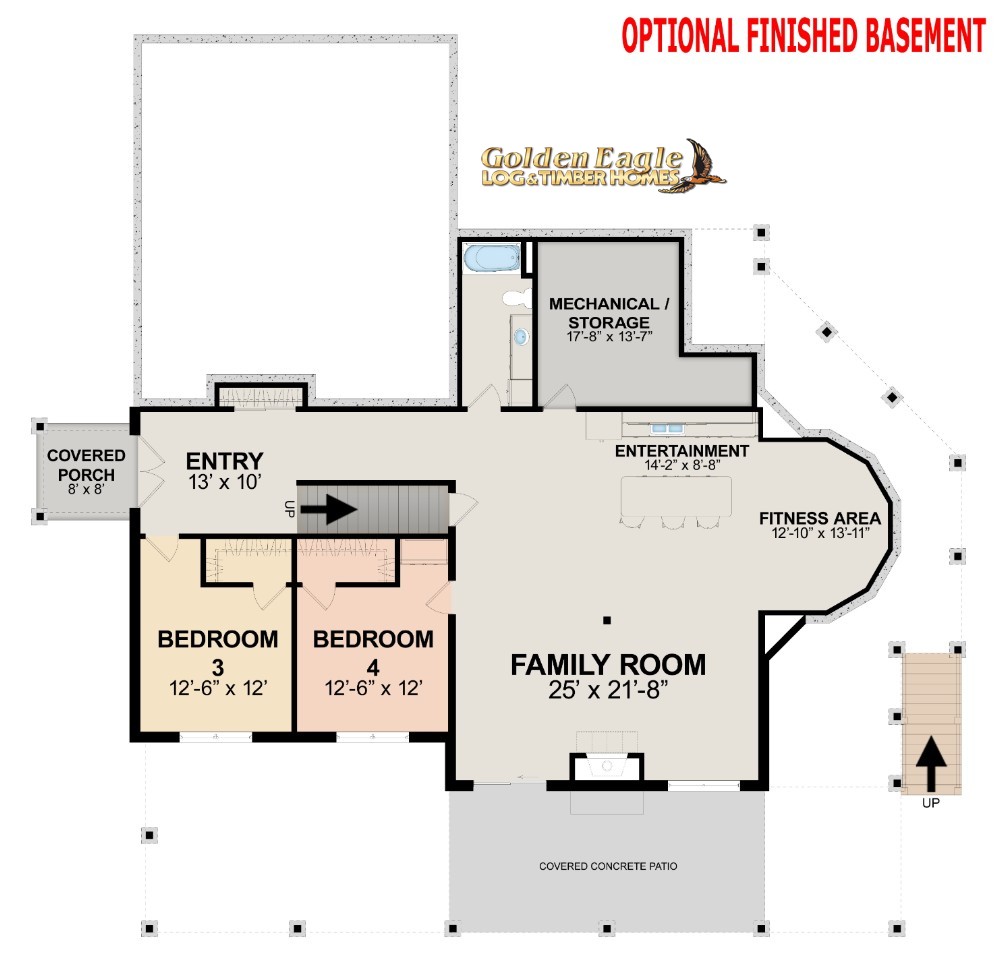 Golden Eagle Rustic Lodge Floor Plan Foundation Layout